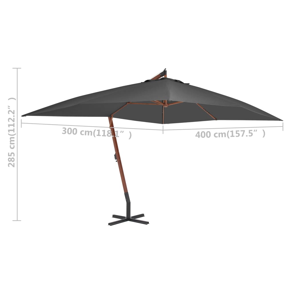 Cantilever Garden Parasol | Anthracite | Polyester fabric | Large