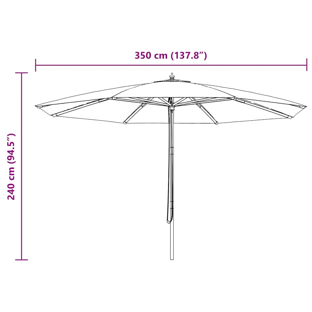 Garden Parasol with Wooden Pole 350 cm Green