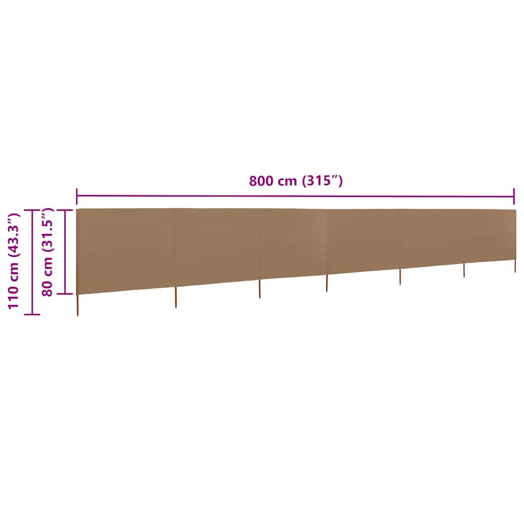 Wind Screen | Taupe | Non-woven fabric, Wooden poles | Large | Foldable