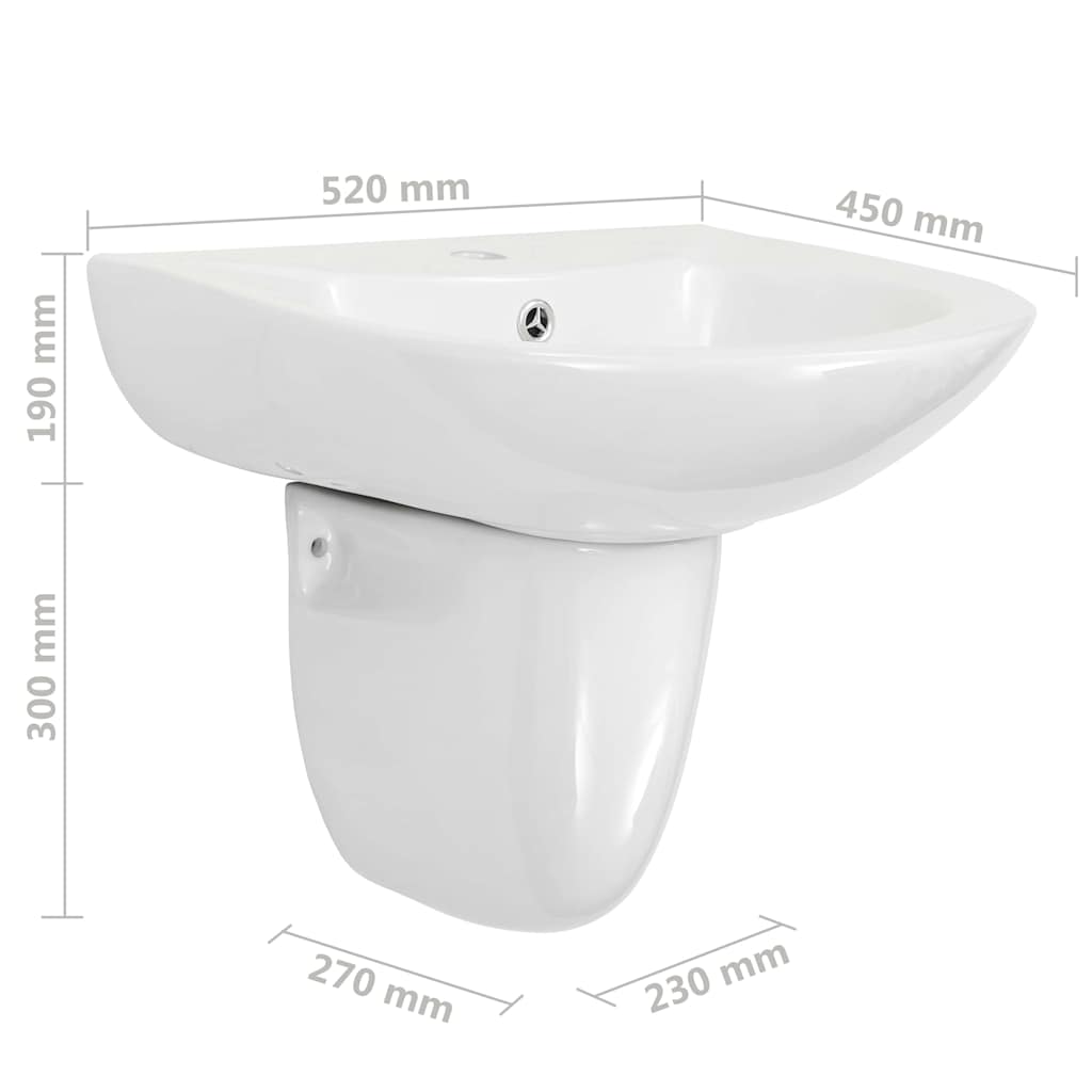 Basin White 52 x 45 x 49 cm Glazed Ceramic