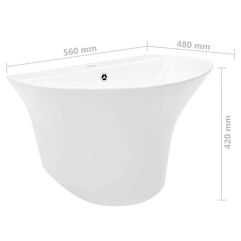 Basin White 56 x 48 x 42 cm Glazed Ceramic