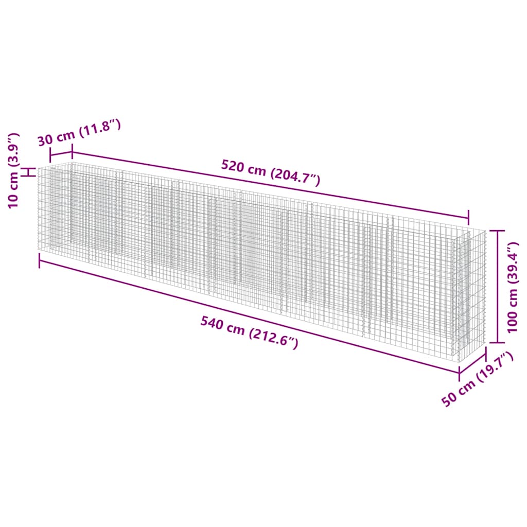 Gabion Raised Bed | Silver | Galvanised Steel | Large