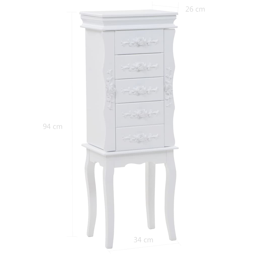 Jewellery Cabinet | White | MDF and Pine Wood | Medium