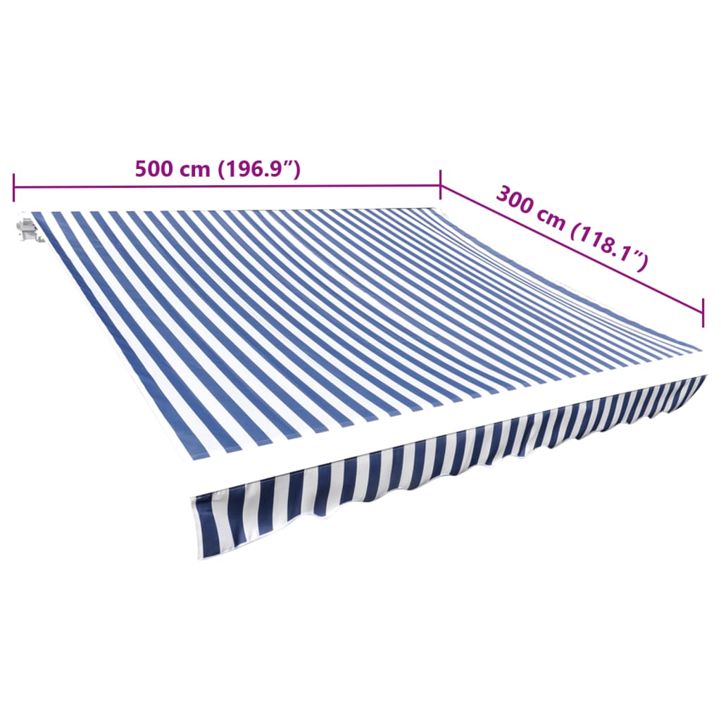 Awning Replacement Fabric Blue and White 500x300 cm Polyester