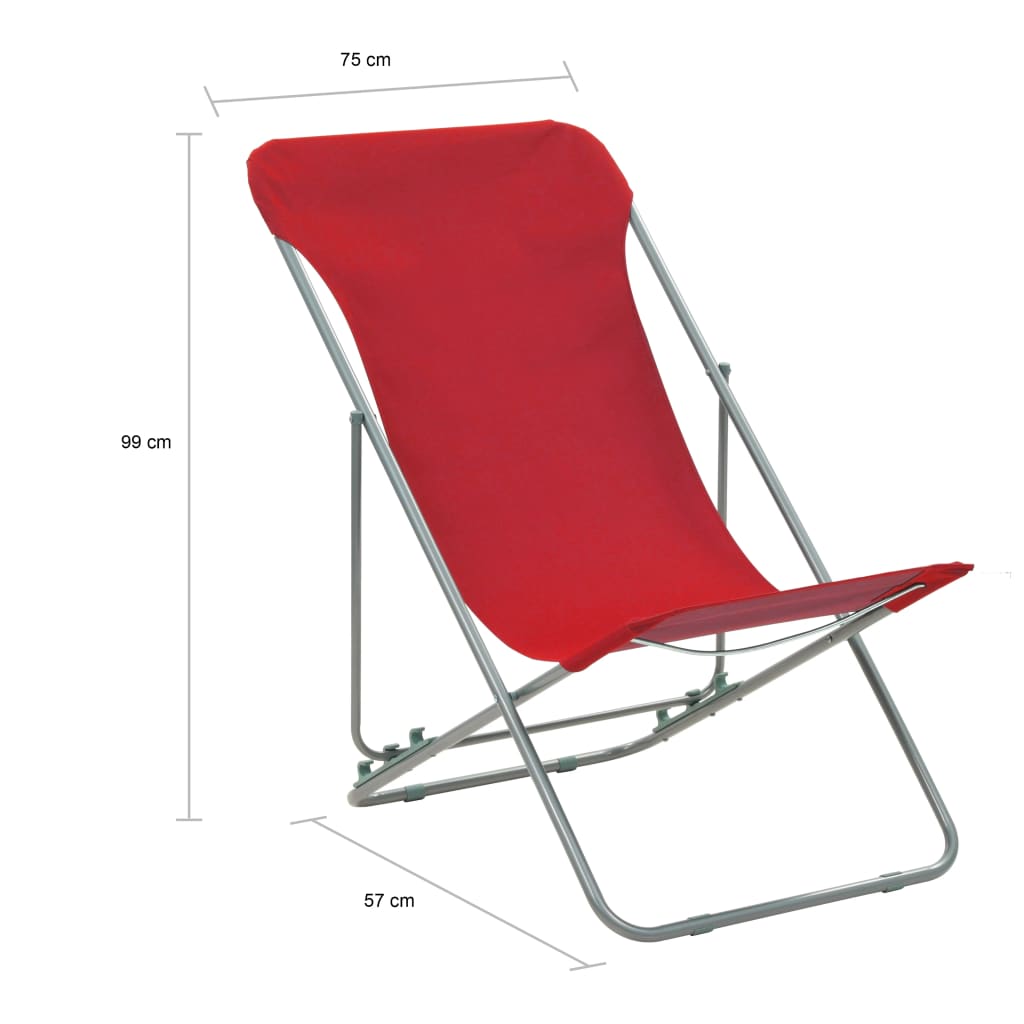 Folding Chairs 2 pcs Steel and Oxford Fabric Red