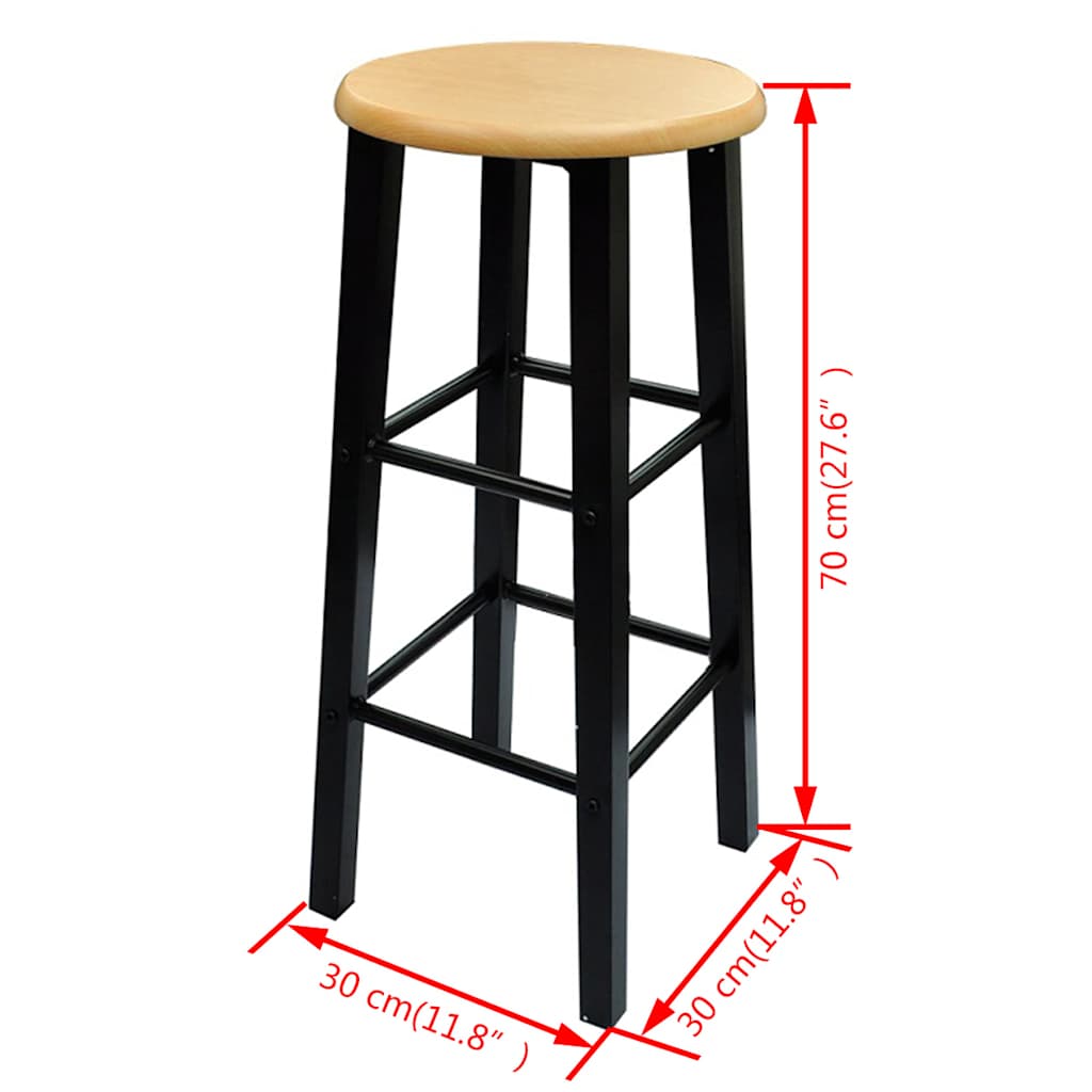 275403 vidaXL Bar Table and Stool Set 3 Pieces Wood and Steel (240095)