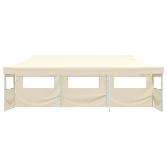 Folding Pop-up Party Tent with 5 Sidewalls 3x9 m Cream