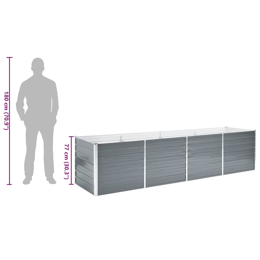 Raised Bed | Grey | Galvanised Steel | 320x80x77 cm | Heavy Duty