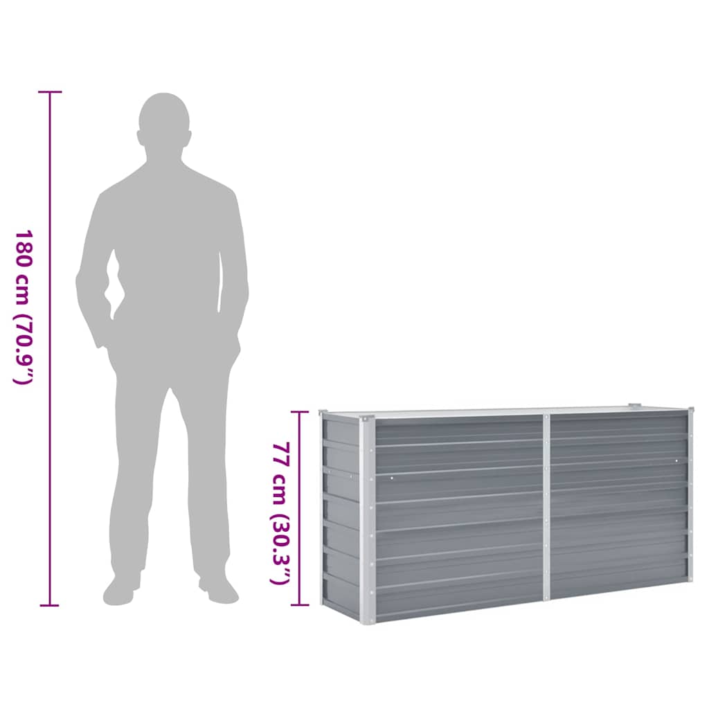 Raised Bed | Grey | Galvanised Steel | 160x40x77 cm | Raised Bed