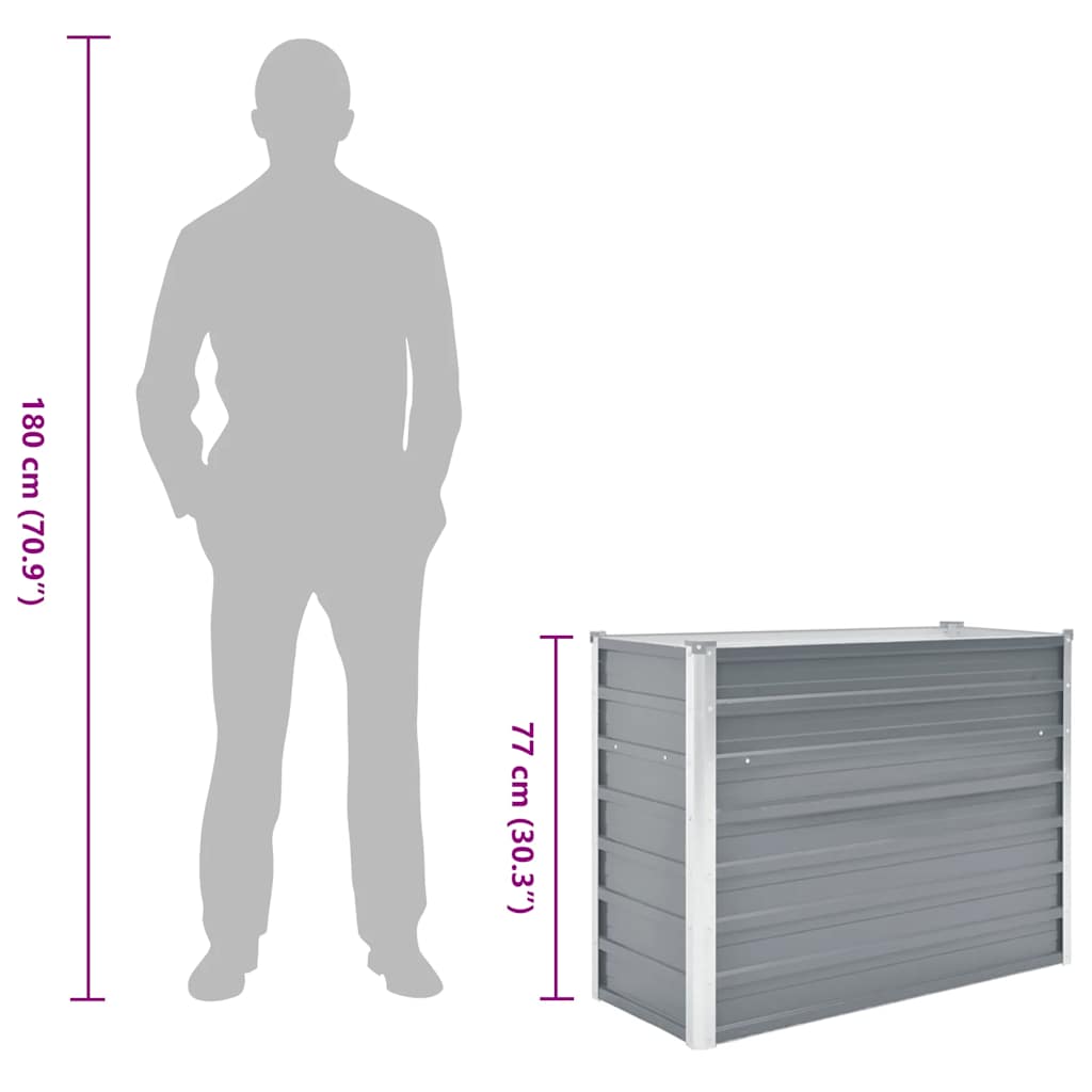 Raised Bed | Grey | Galvanised Steel | 100x40x77 cm | Durable