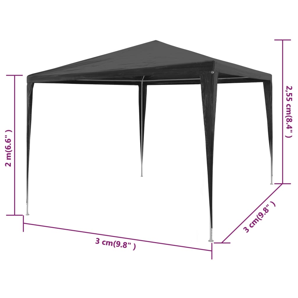 Party Tent PE Anthracite 9.8'x9.8'