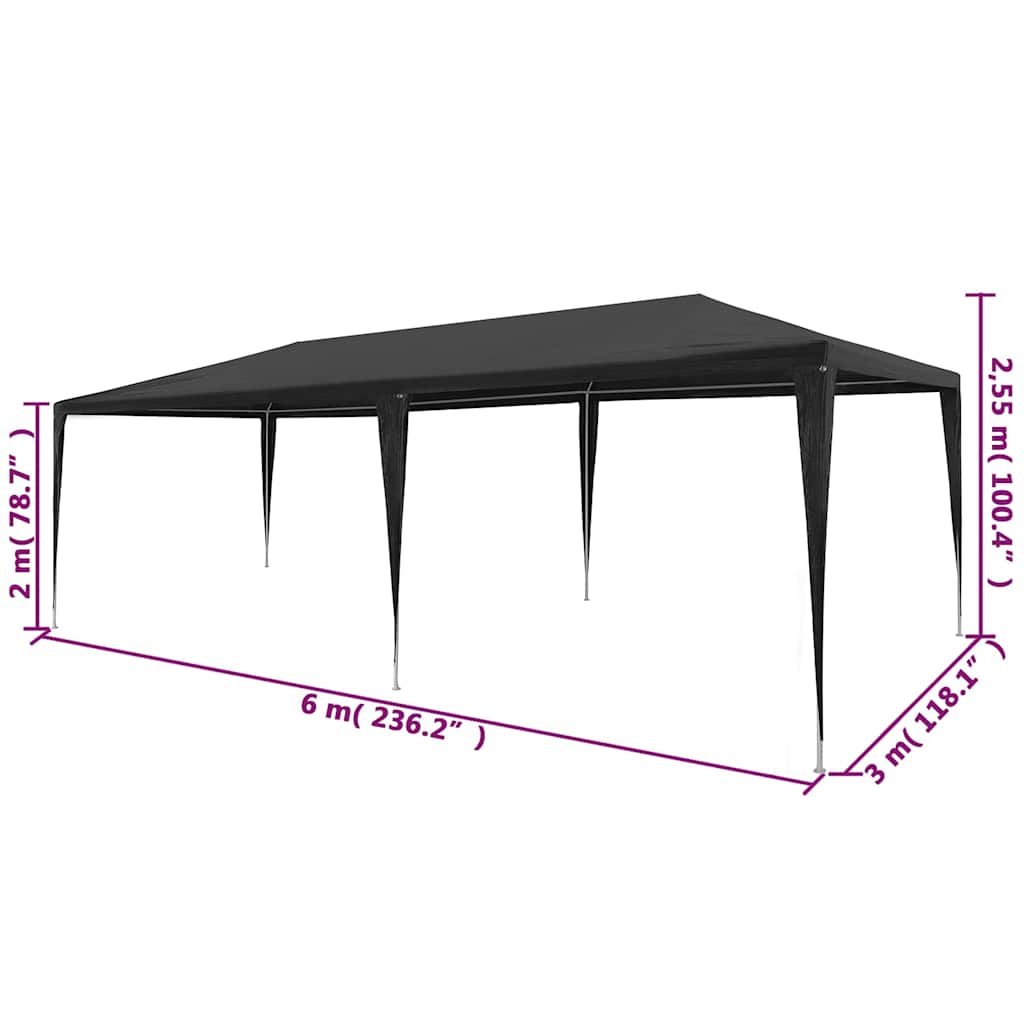 Partytent | Anthracite | Polyethylene | 3x6 m | Collapsible | Party Tent
