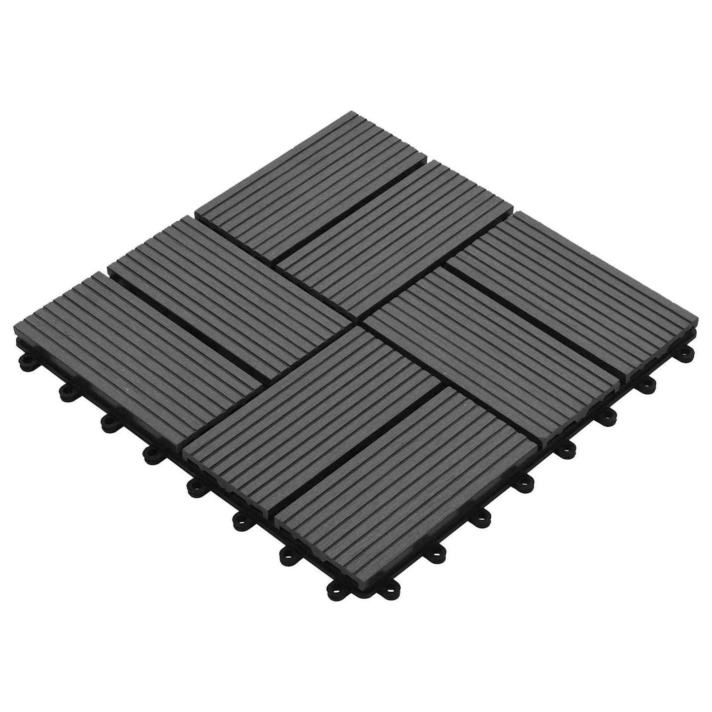 Decking Tile 11 pcs Grey 30 x 30 cm WPC