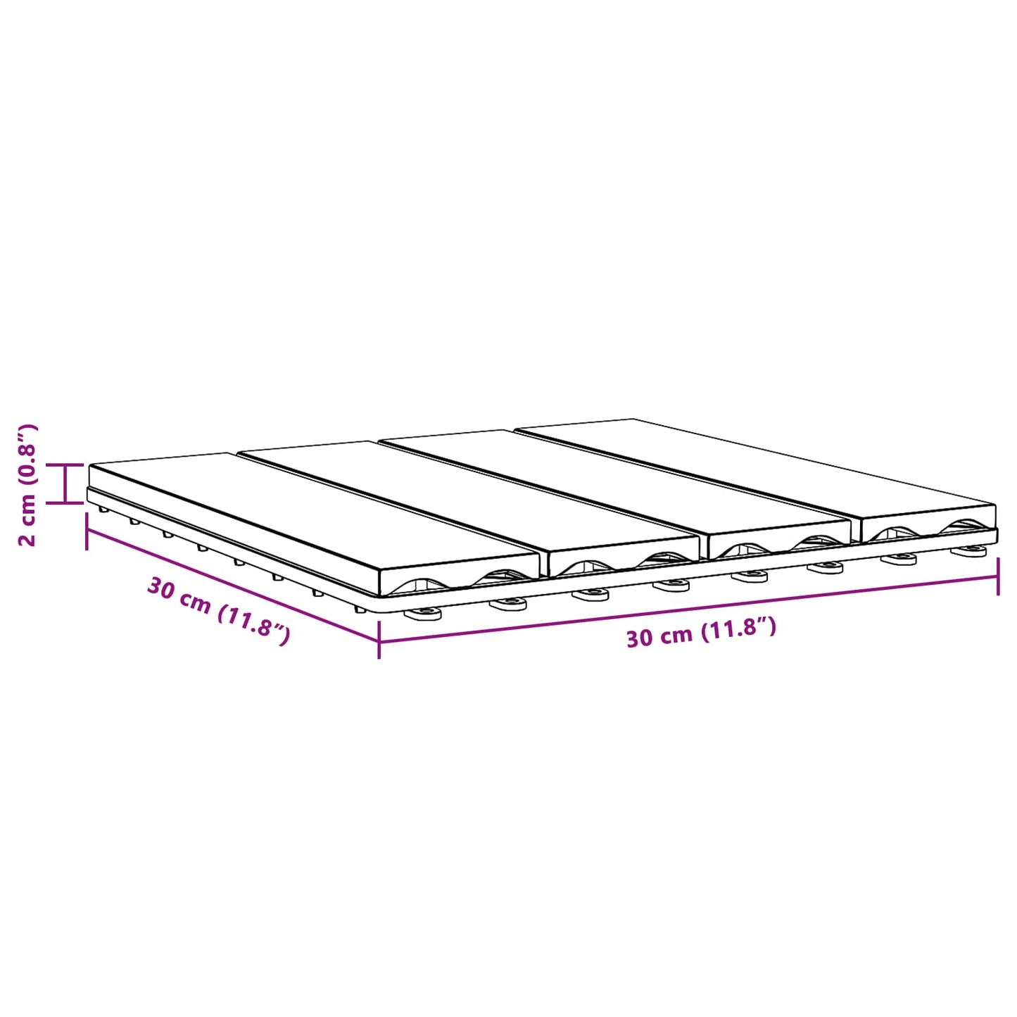Decking Tile 3D Design 11 pcs Grey 30 x 30 cm WPC