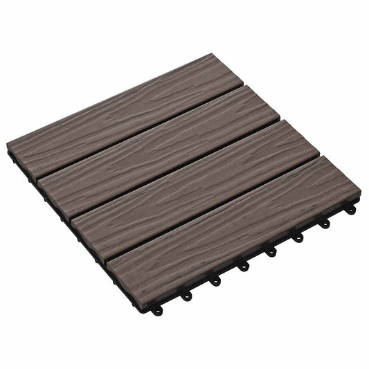 Decking Tile 3D Design 11 pcs Dark Brown 30 x 30 cm WPC