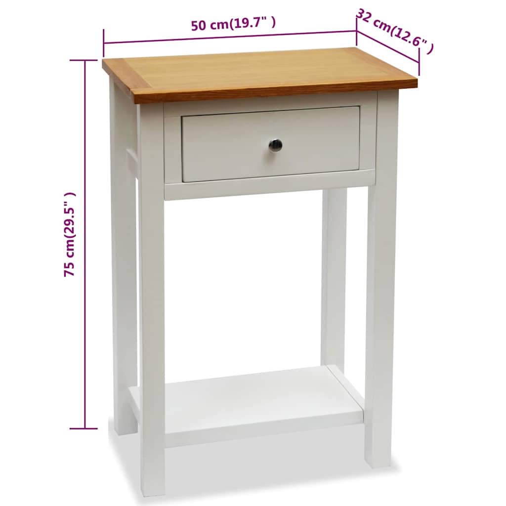 End Table | White and Brown | Solid Oak Wood, Solid Pine Wood, MDF