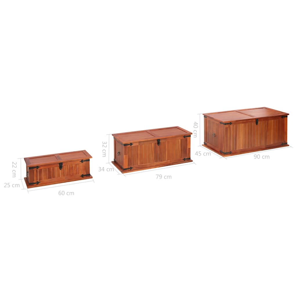 Storage Chests 3 pcs Solid Acacia Wood