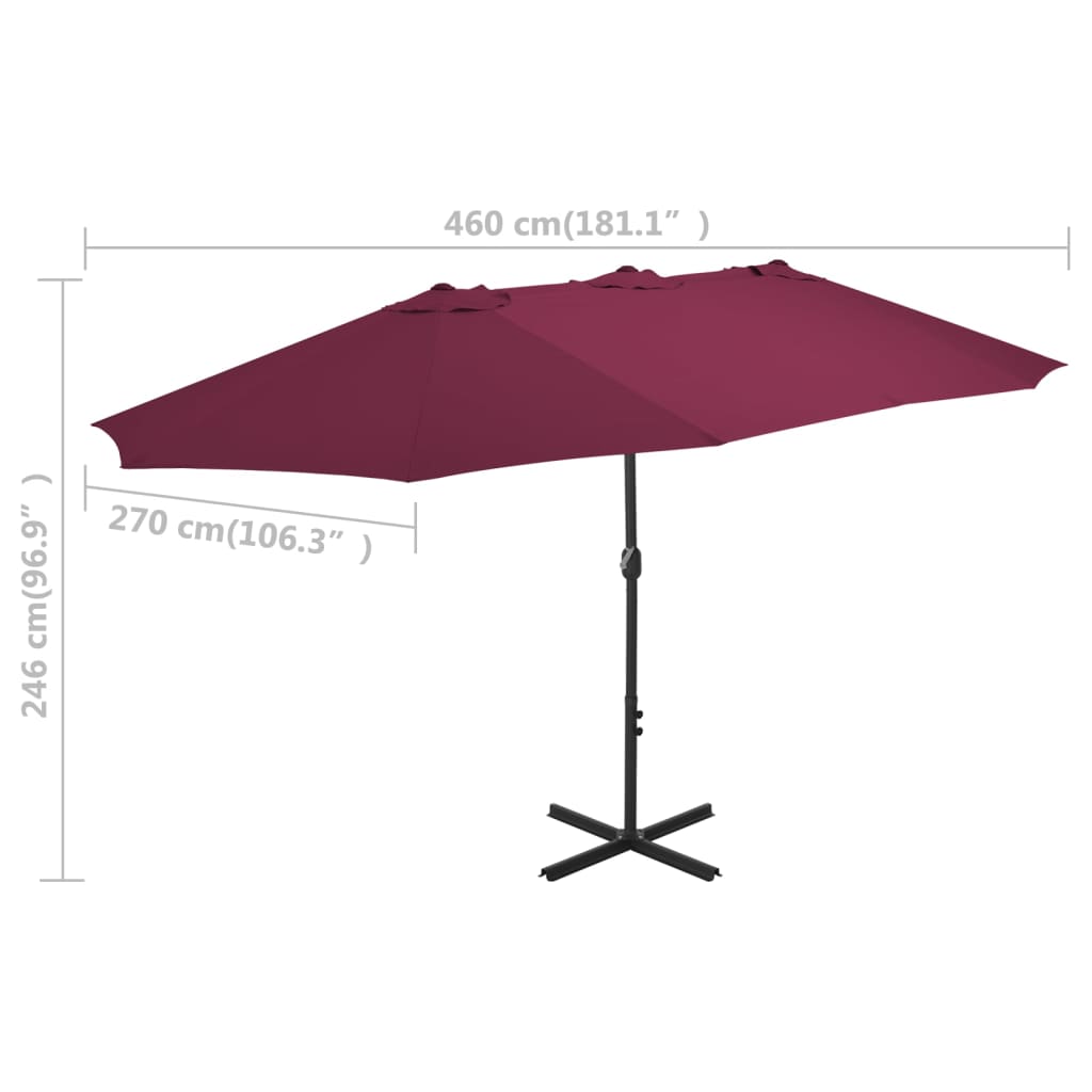Garden Parasol | Bordeaux Red | Polyester, Aluminium | Extra large