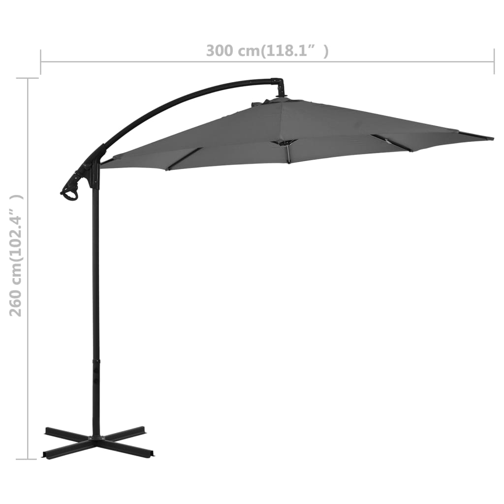 Cantilever Garden Parasol Anthracite Polyester, Steel