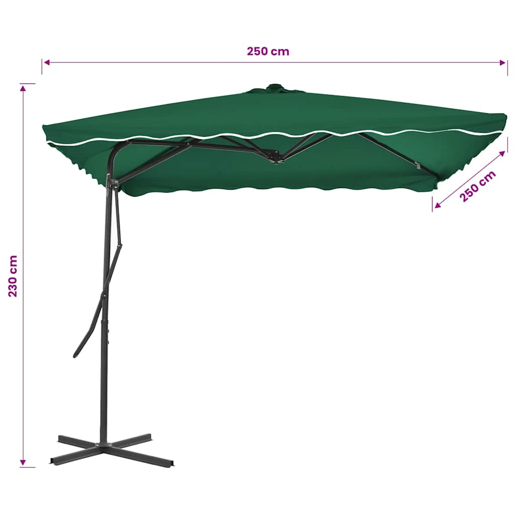 Garden Parasol with Steel Pole 250x250 cm Green