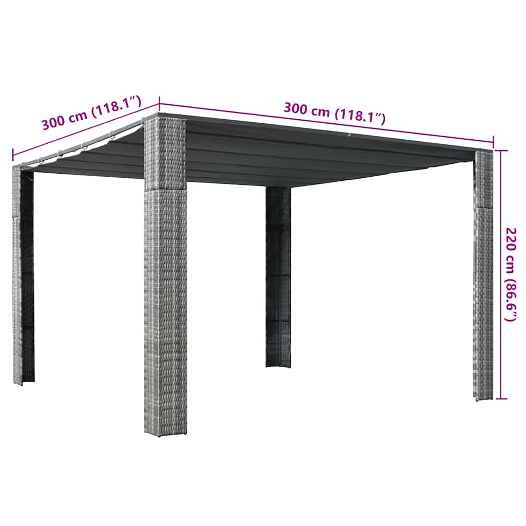 Gazebo with Roof Poly Rattan 300x300x220 cm Grey and Anthracite