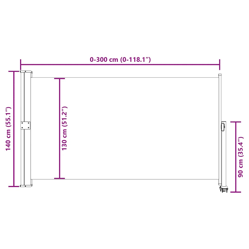 Side Awning | Black screen, Grey stand | Polyester, Powder-coated iron