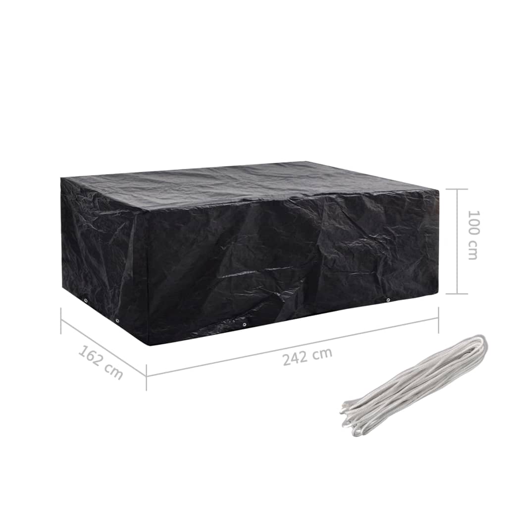Garden Furniture Cover | Black | Polyethylene | 242x162x100 cm