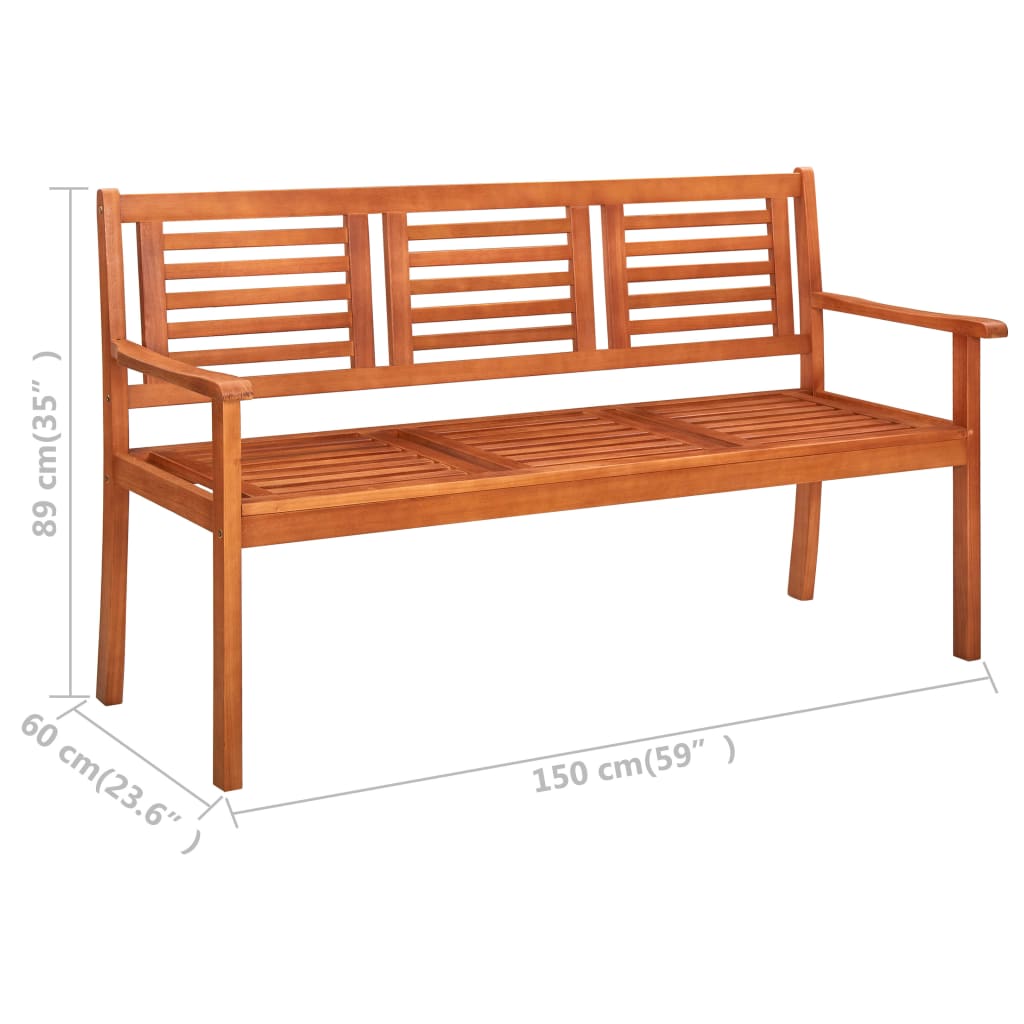 Bench | Natural Brown | Solid Eucalyptus Wood | Large | Durable