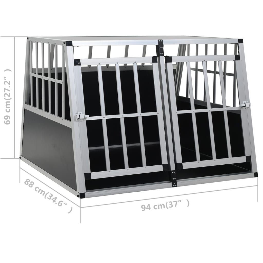 Dog Cage | Silver | Aluminium,MDF | Medium | Portable | Dog Cage