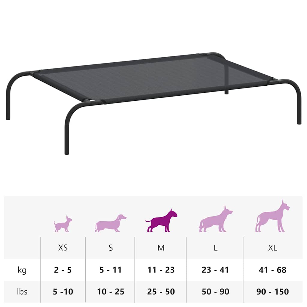 Dog Bed | Black | 30% Polyester, 70% PVC, Powder-Coated Steel | Large