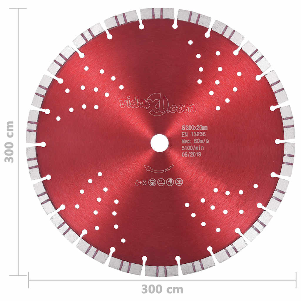 Diamond Cutting Disc with Turbo and Holes Steel 300 mm