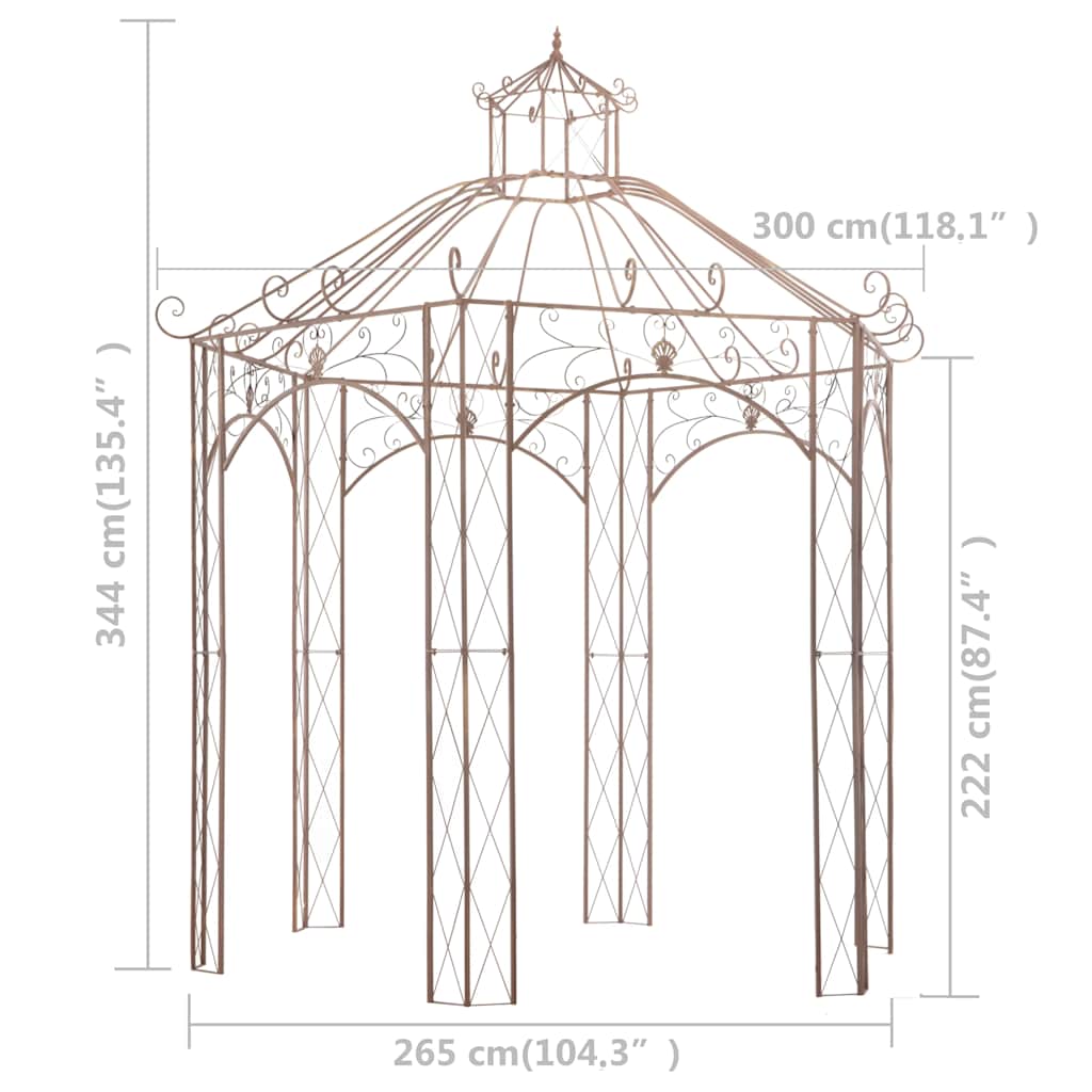 Pavilion | Antique brown | Wrought iron | 3m | Decorative Inlays