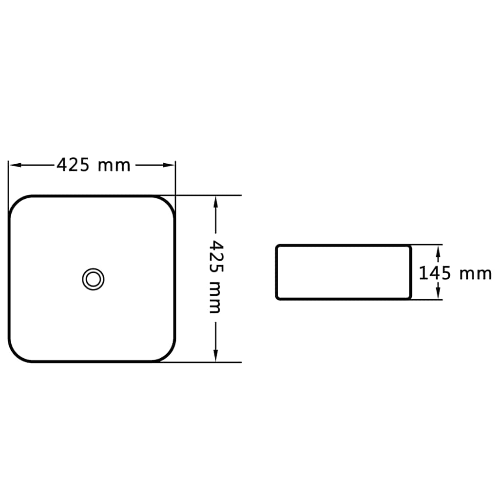 Wash Basin 42.5x42.5x14.5 cm Ceramic White