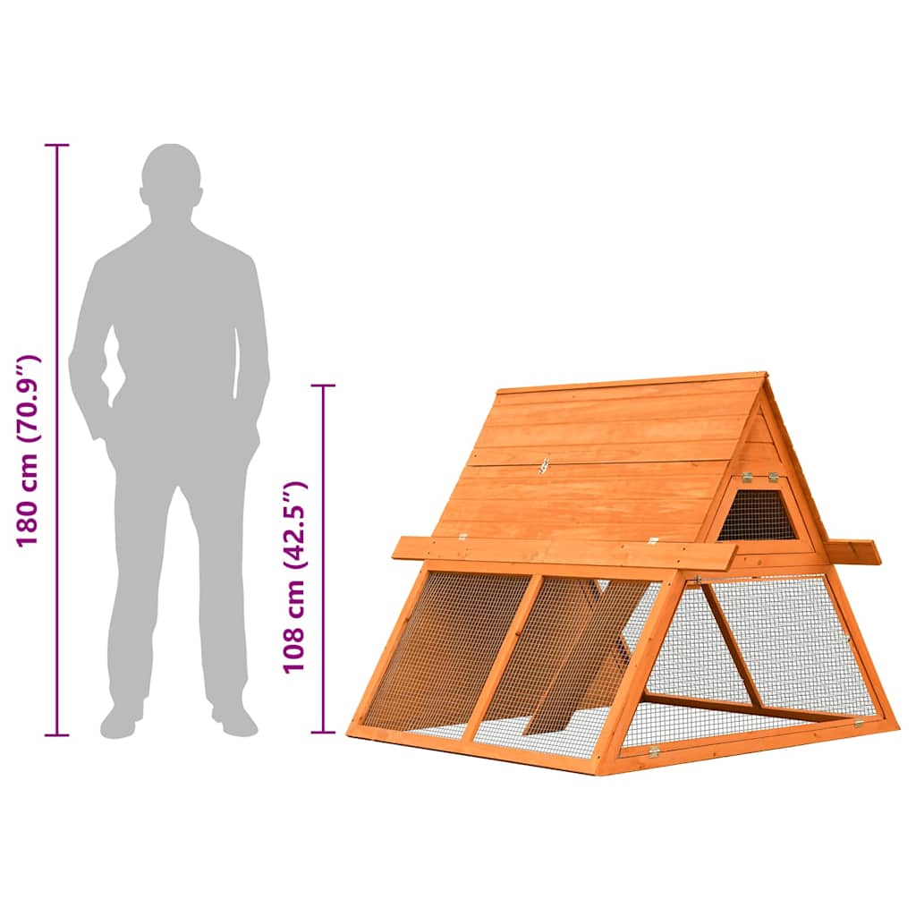 Rabbit Hutch Solid Pine & Fir Wood 59.8"x50.4"x42.5