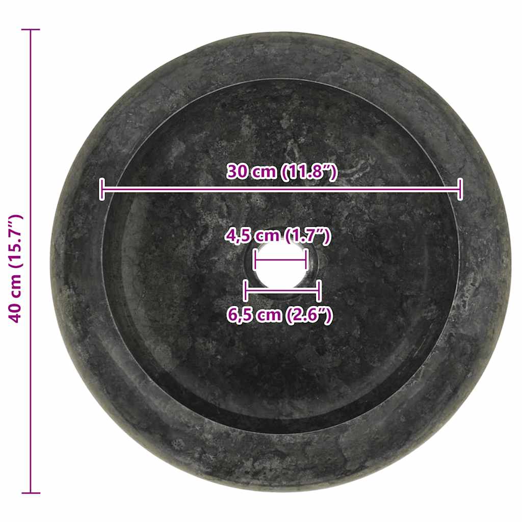 Sink 40x12 cm Marble Black