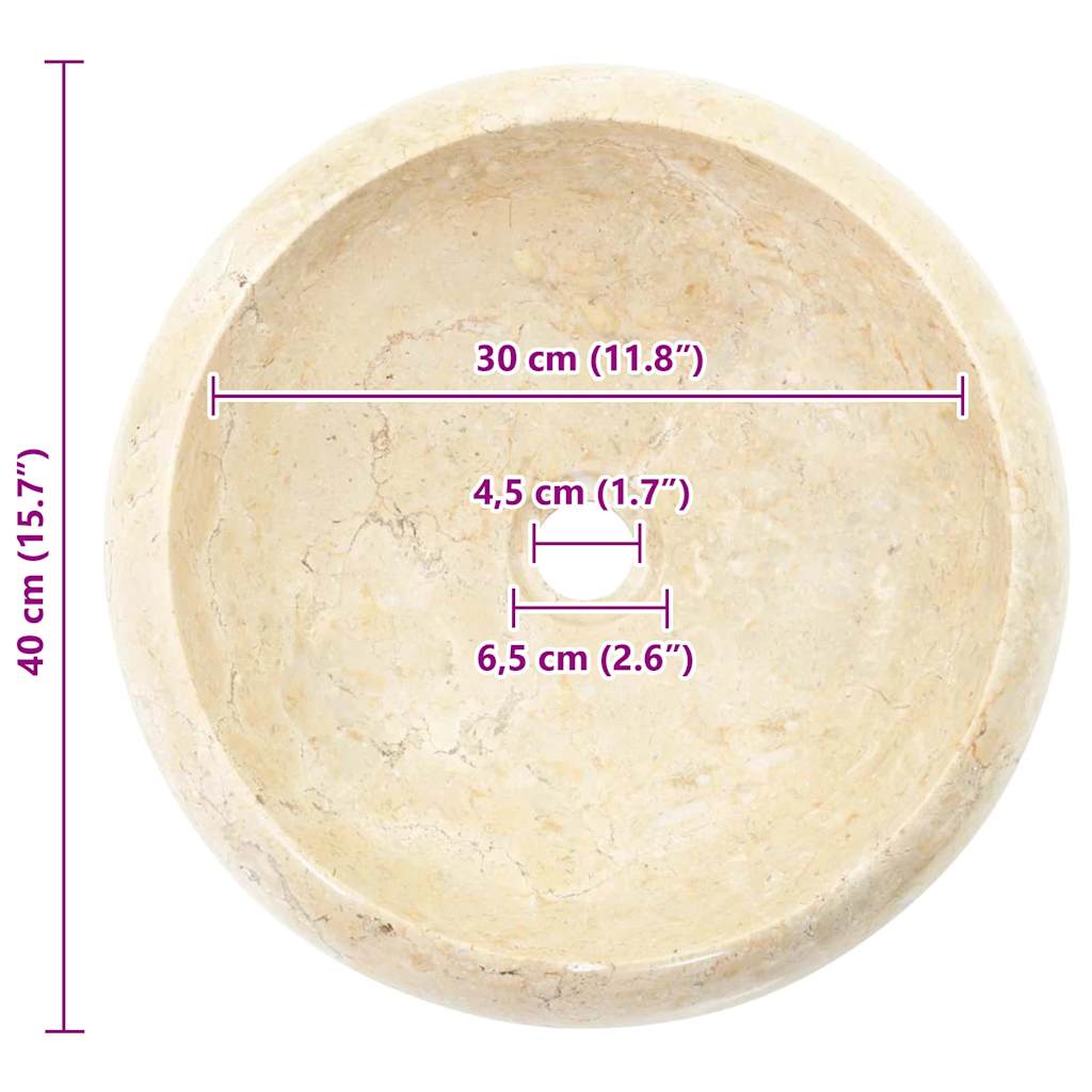Sink 40x12 cm Marble Cream