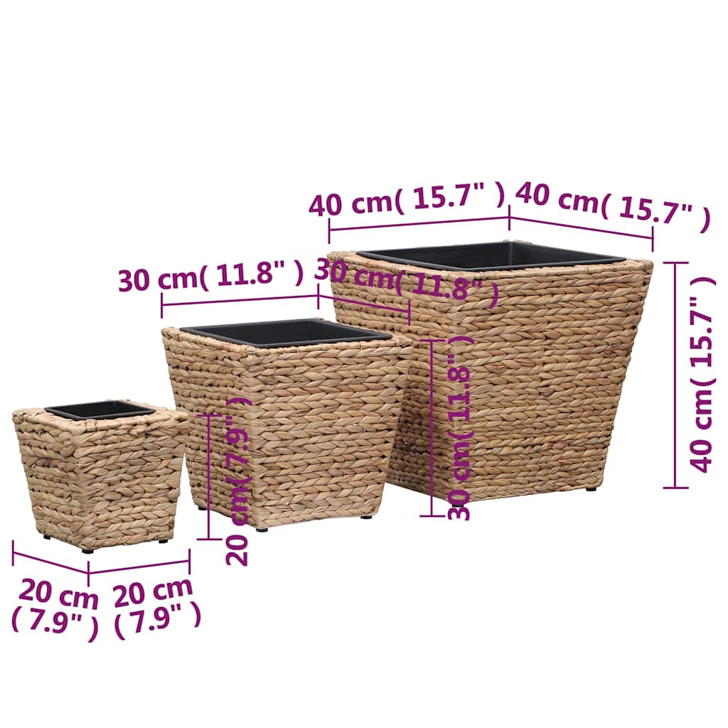 Raised Bed | Set of 3 | Natural | Water hyacinth and steel