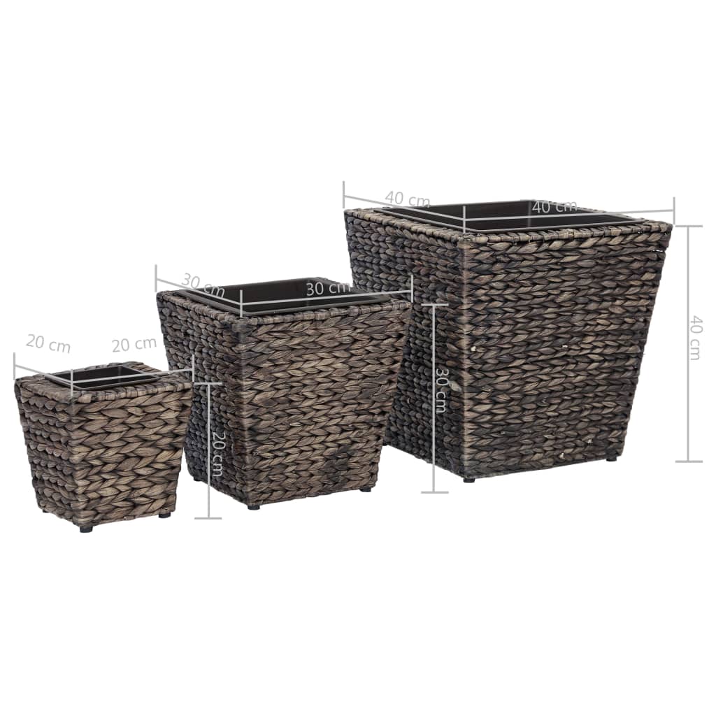 Raised Bed | Set of 3 | Brown | Water hyacinth, Steel