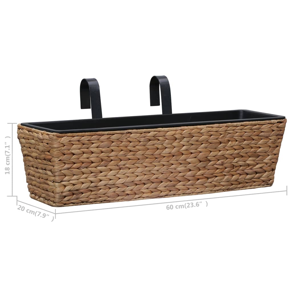 Planter | Set of 2 | Brown, Black | Water hyacinth, Steel, Plastic