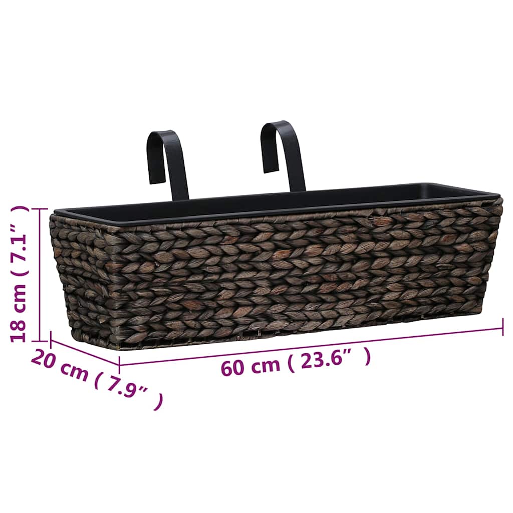 Garden Planter | Set of 2 | Brown | Water hyacinth, steel