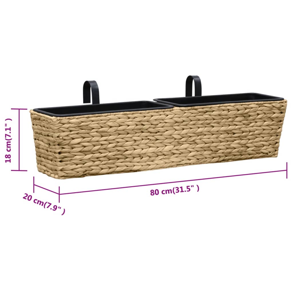 Planter | Set of 2 | Natural | Water hyacinth and steel | Medium