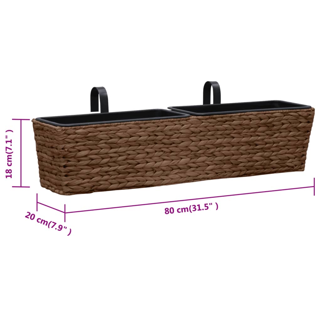 Plant Pot | Set of 2 | Brown | Water Hyacinth, Steel, Plastic