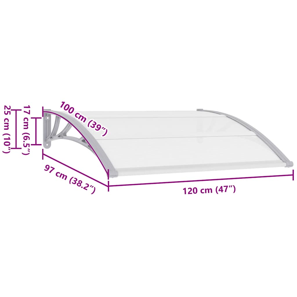 Door Canopy Grey brackets and transparent sheets