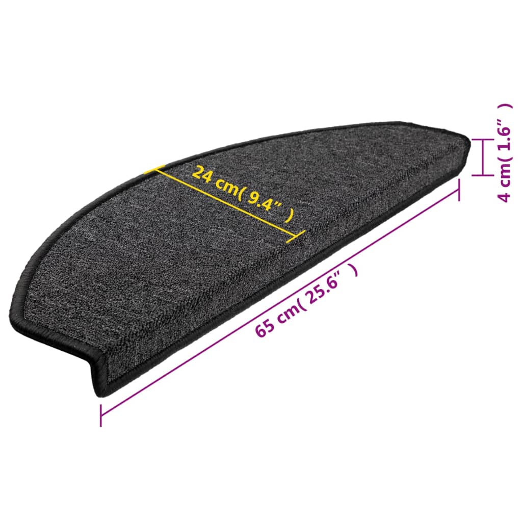 Stair mats 15 pcs 65 x 24 x 4 cm Non-Slip Anthracite
