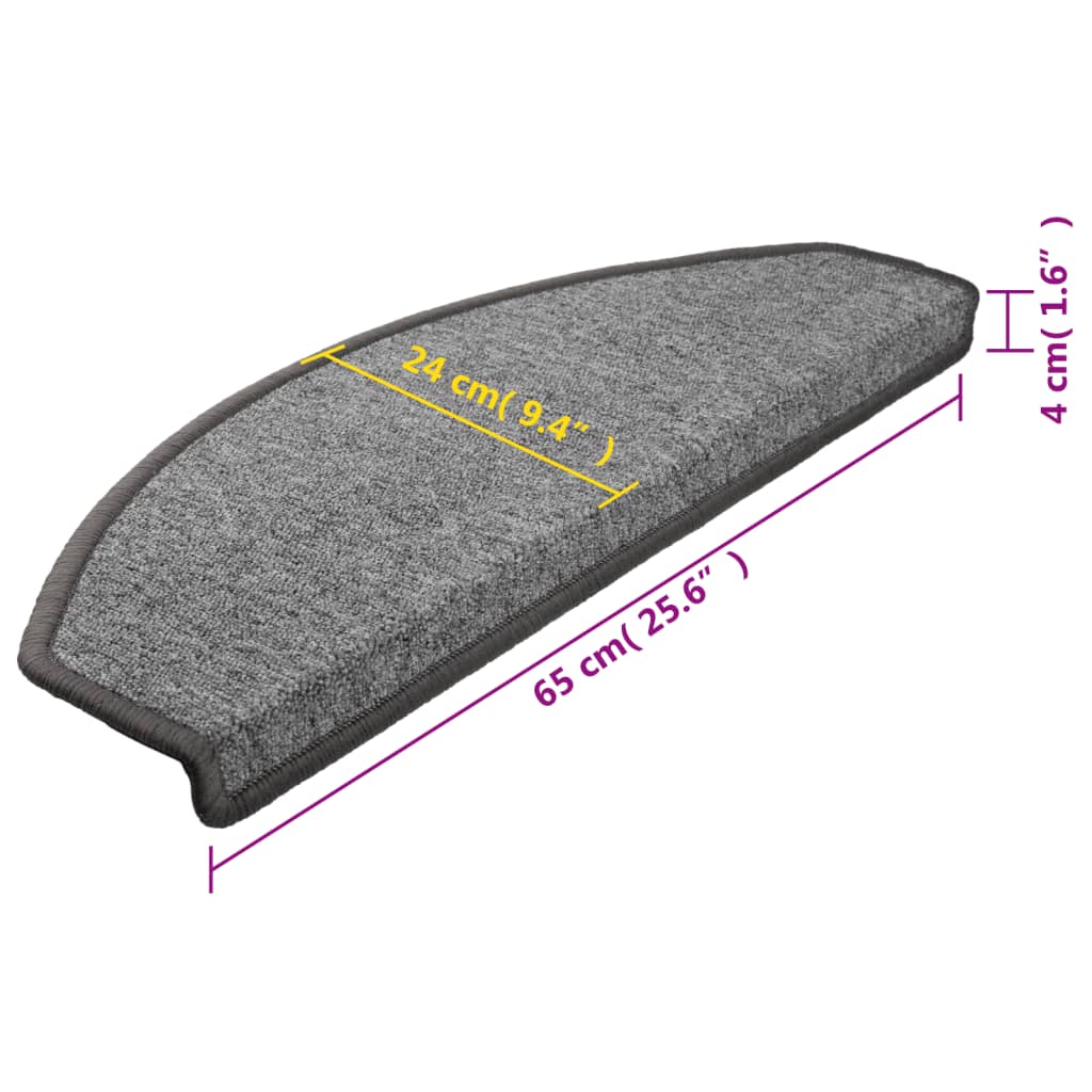 Stair mats 15 pcs 65 x 24 x 4 cm Non-Slip Dark Grey