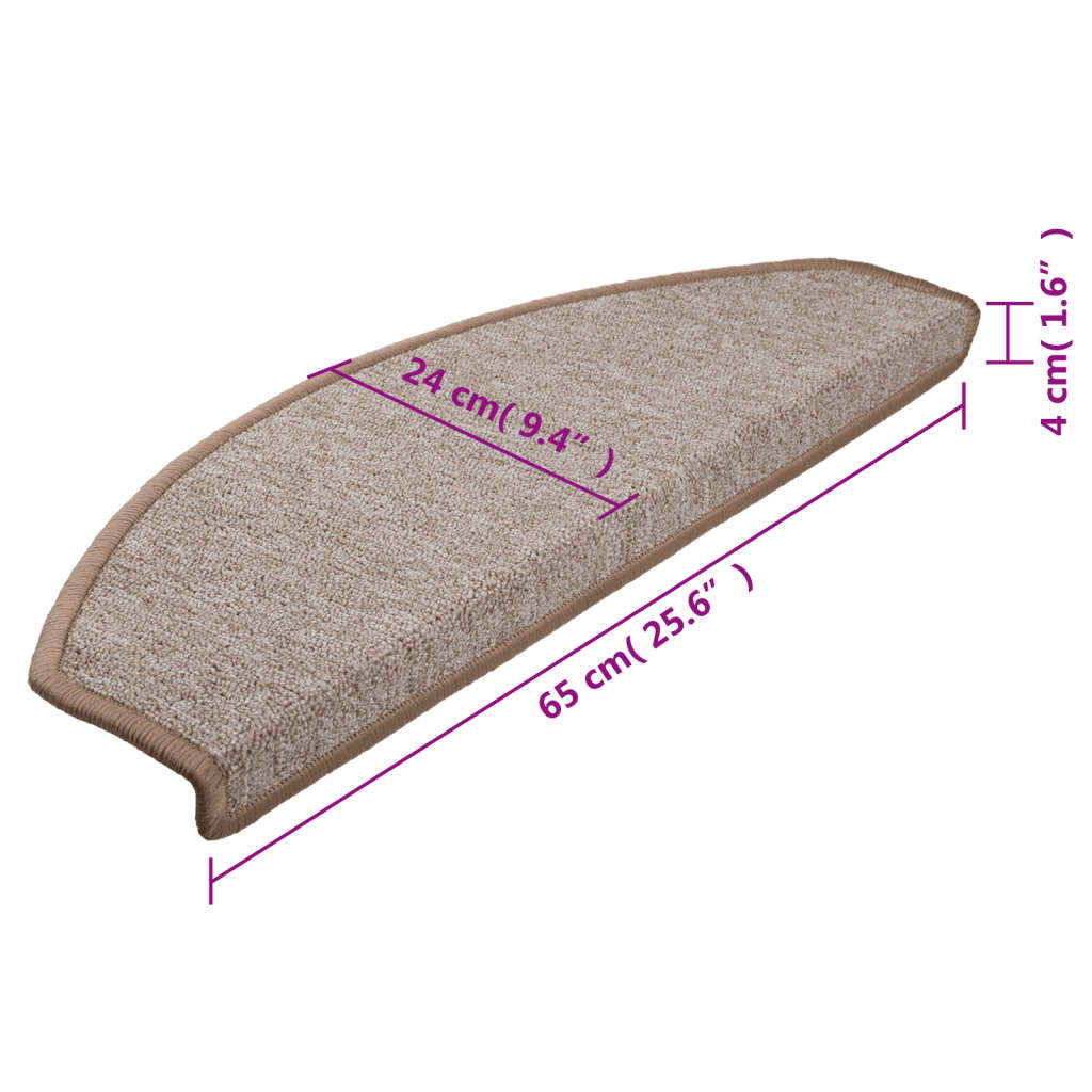 Stair mats 15 pcs 65 x 24 x 4 cm Non-Slip Light Brown