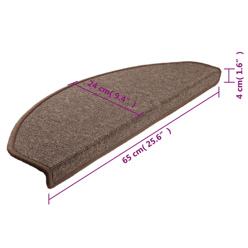 Stair mats 15 pcs 65 x 24 x 4 cm Coffee Brown