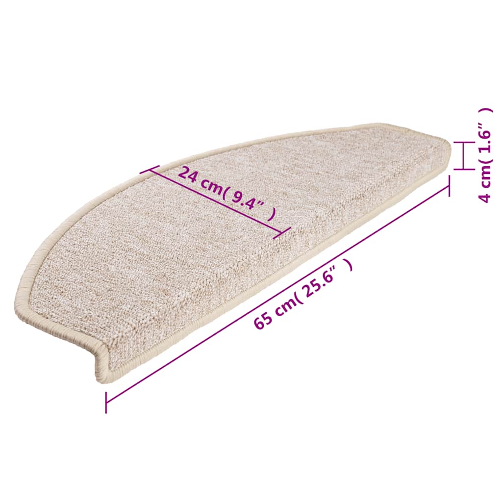 Stair mats 15 pcs 65 x 24 x 4 cm Non-Slip Taupe