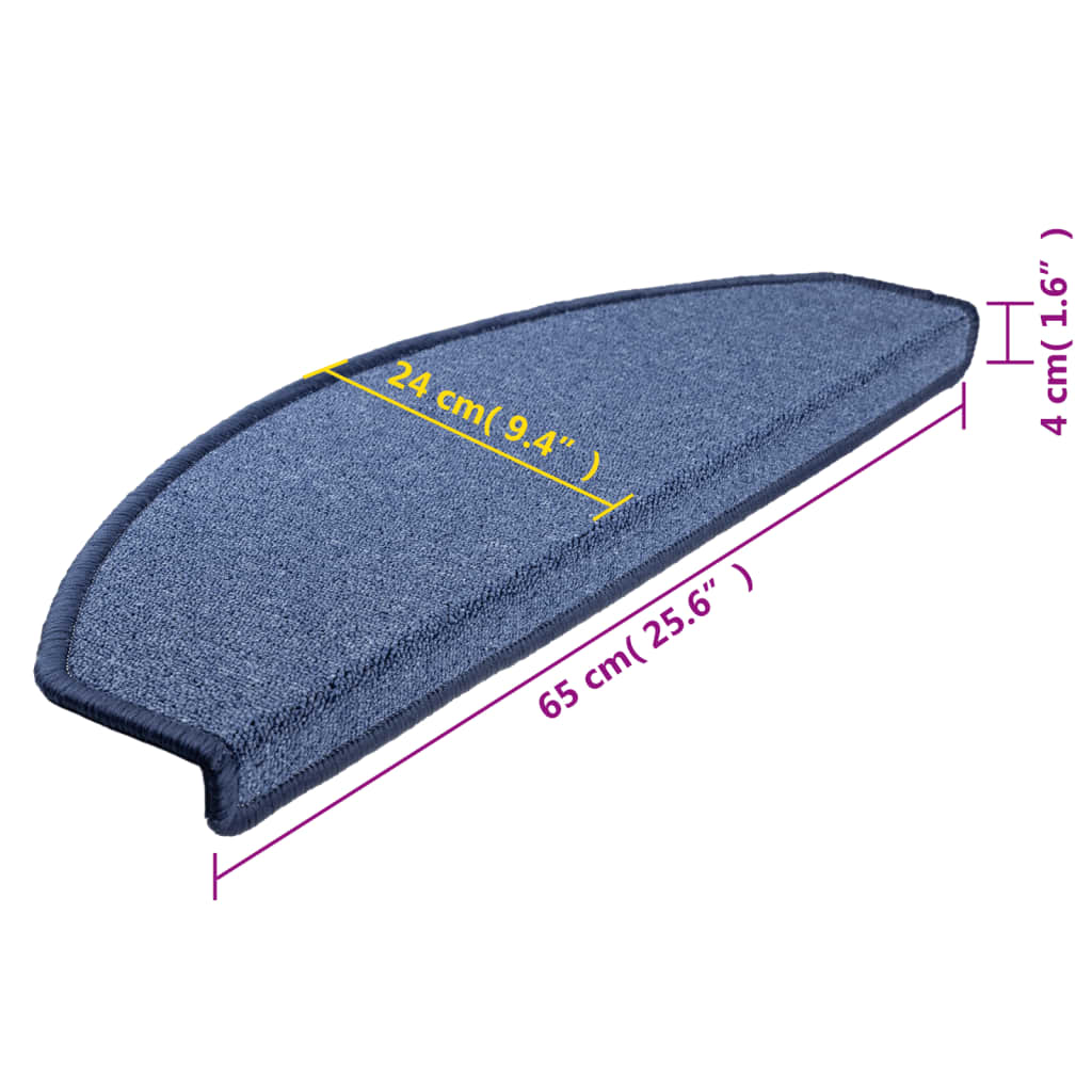 Stair mats 15 pcs 65 x 24 x 4 cm Non-Slip Blue