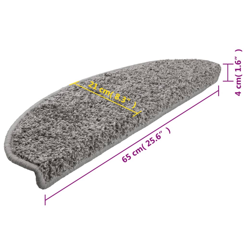 Stair Mats 15 pcs 65x21x4 cm Grey Half Round Large
